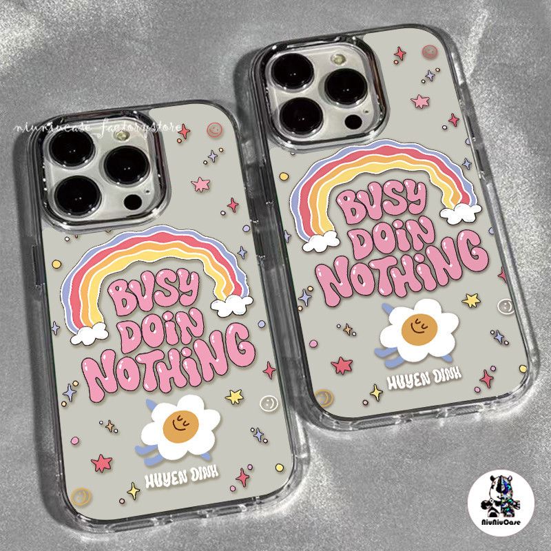 ดอกไม้สีรุ้ง เคสไอโฟน11 14 13 For iPhone 11 13 12 14 15 Pro Max X XS 7 8 Plus XR เคส รูปแบบโปร่งใส ซิลิโคนนุ่มกันกระแทก