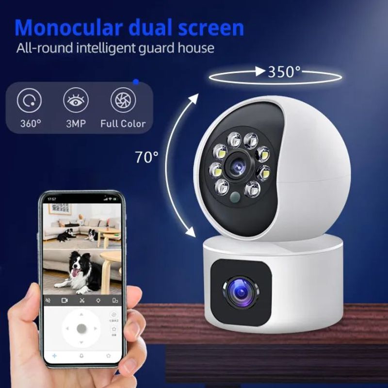 Samsung 8MP V380 Pro กล้องวงจรปิด Dual Lens ซื้อ 1 แถม 1 Dual Screens IP Camera WIFI connect to phone วิสัยทัศน์กลางคืน Motion Detection เสียงสองทาง Baby Monitor Video Surveillance การควบคุม APP