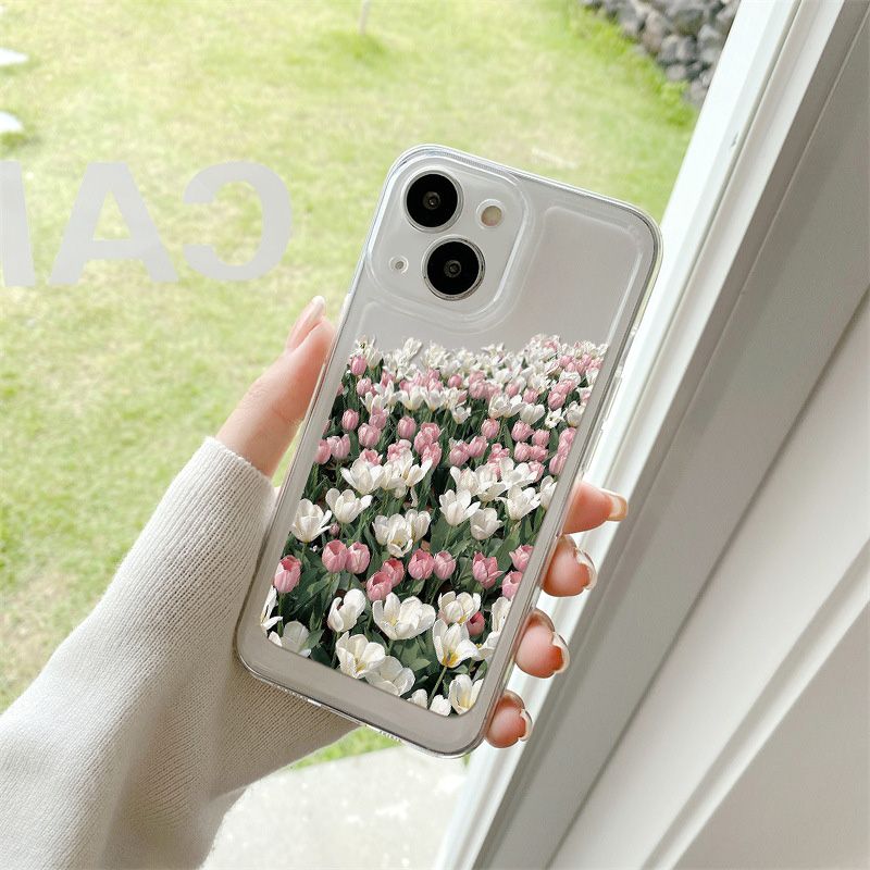 เคส สําหรับ iPhone 11 13 14 12 15 Pro Max 7 8 SE Plus XR X XS เคสไอโฟน ดอกไม้ เคสโทรศัพท์มือถือ ดอกทิวลิป Case แมกโนเลีย เคสโทรศัพท์