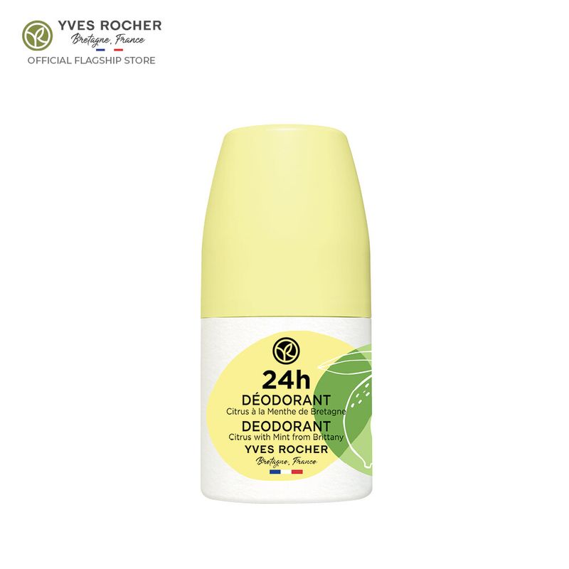 อีฟ โรเช Yves Rocher 24H Deodorant Citrus With Mint From Brittany 50 มล.  โรลออน ระงับกลิ่นกาย 24 ชั่วโมง หอมสดชื่นด้วยส้มซิตรัสและมิ้นท์ แห้งไว ไม่ทิ้งคราบขาว