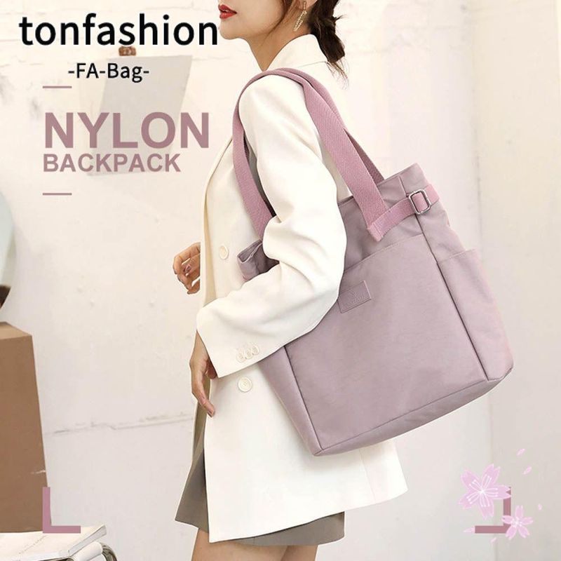 Tonfashion กระเป๋าผ้าแคนวาส สีพื้น สะพายไหล่ข้างเดียว รุ่นลําลอง