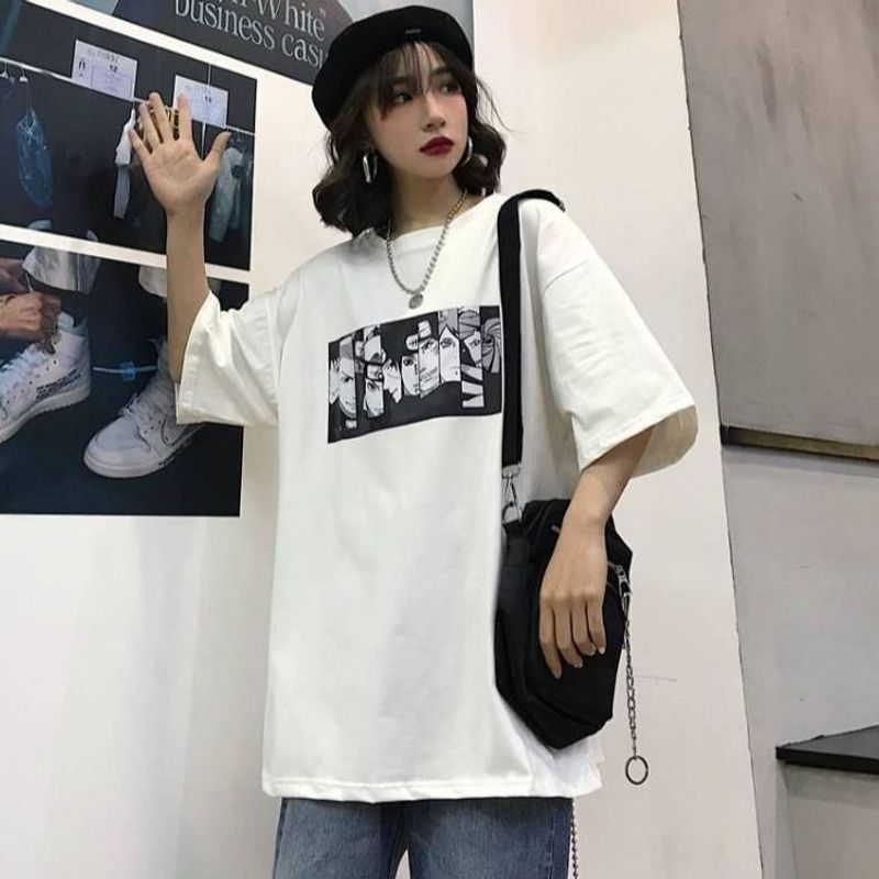 เสื้อยืด Oversize ผ้าCotton 100% แฟชั่นสไตล์เกาหลี T-Shirt โอเวอร์ไซส์ สกรีนลายสวยงาม พร้อมส่ง