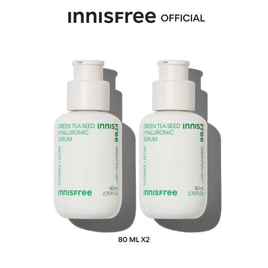 Innisfree Double Green Tea Hyaluronic Serum Set อินนิสฟรี เซ็ต กรีนที เซรั่ม 2 ขวด (รวม 160 ml.)