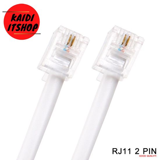 สายโทรศัพท์บ้าน RJ11 แบบสำเร็จรูปพร้อมใช้งาน 6P2C สายแบบแบน สามารถใช้กับ โทรศัพท์บ้าน  โมเด็ม และอื่นๆ (ความยาว 2/3/5/10/15/20 เมตร)