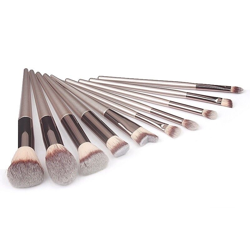 แปรงแต่งหน้า 10ชิ้น แปรงปัดแก้ม ชุดแปรงแต่งหน้า make up brush set Champagne make up brush