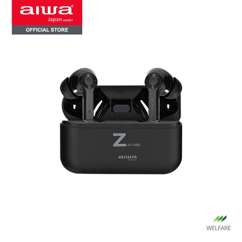 AIWA AT-X80Z TWS Bluetooth Earphones หูฟังไร้สายแบบอินเอียร์ น้ำหนักเบา กันน้ำระดับ IPX4