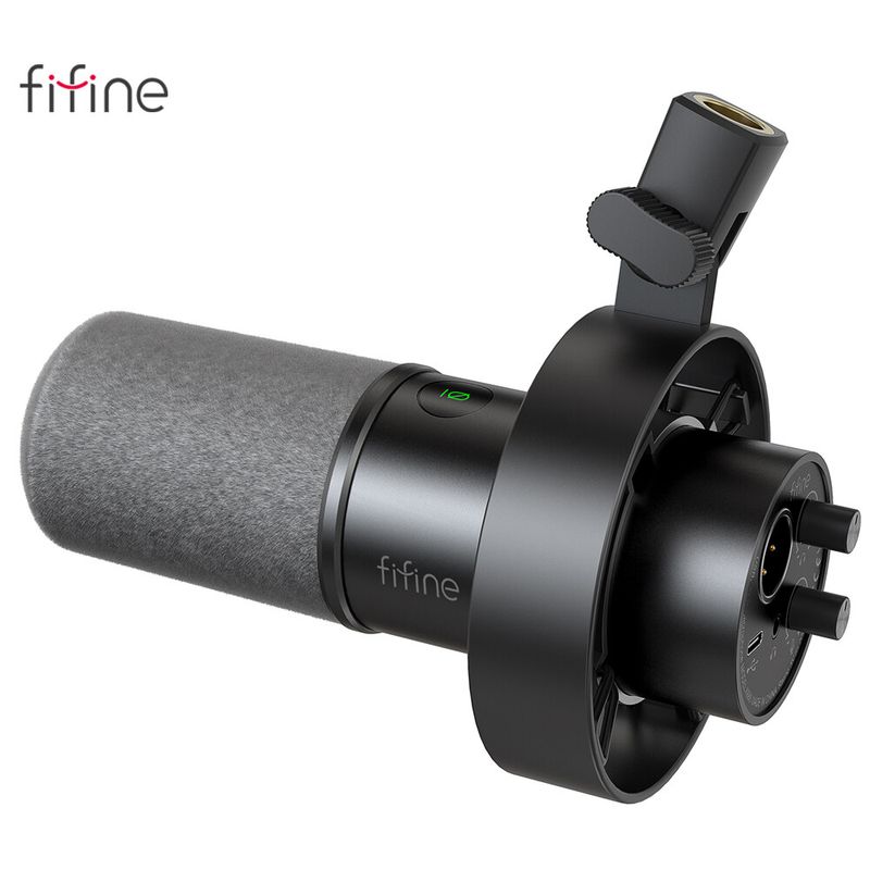 FIFINE K688 USB/XLR ไมโครโฟนแบบไดนามิกพร้อมโครงกันกระแทกสัมผัสเสียงแจ็คหูฟังมอนิเตอร์การควบคุมระดับเสียงสำหรับการบันทึกพีซีหรือการ์ดเสียงพอดแคสต์สตรีมมิ่ง