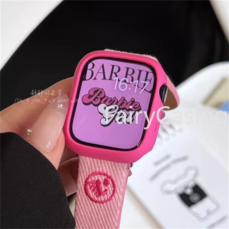 สีลูกอมน่ารักป้องกันซิลิโคนเหลวเคสสำหรับ Apple Watch ฝาครอบ SE Series 9 8 7 6 5 Bumper 49Mm 41Mm 45Mm 44Mm 38Mm 42MM 40 Soft Shell