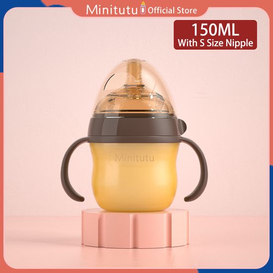 Minitutu ทารกแรกเกิดจำลองนมแม่นาโนซิลเวอร์ซอฟท์ขวดเต็ม 7 ซม. ปากกว้างป้องกันการล่มสลายป้องกันอาการท้องอืด