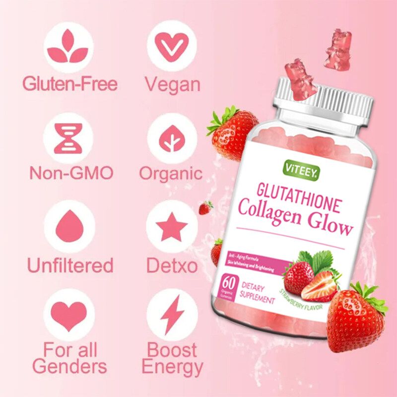 (60 เม็ด) VITA New Glutathione Collagen Gummy Skin Glow กลูตาไธโอน คอลลาเจน ผิวขาวกระจ่างใส ผิวอิ่มน้ำ อิ่มฟู ไม่แห้งกร้าน