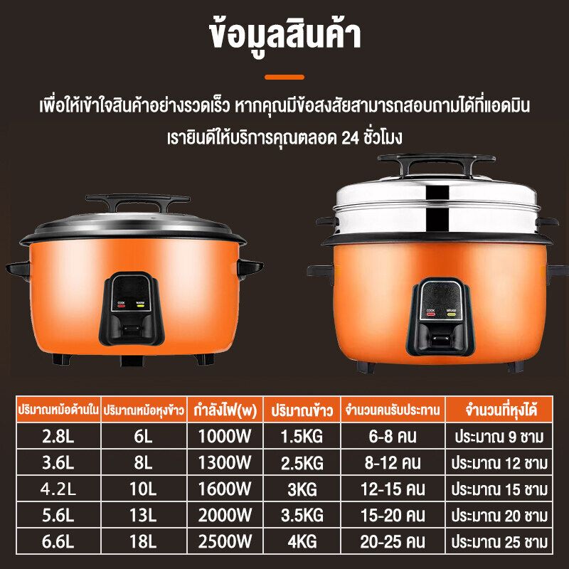 SOTIME หม้อหุงข้าว 5ลิต หม้อหุงข้าวใหญ่ หม้อข้าวไฟฟ้า หม้อหุงข้าวใบใหญ่ non-sticky  มีหลายขนาดให้เลือก โรงอาหาร / ร้านอาหารและครอบครัวใหญ่