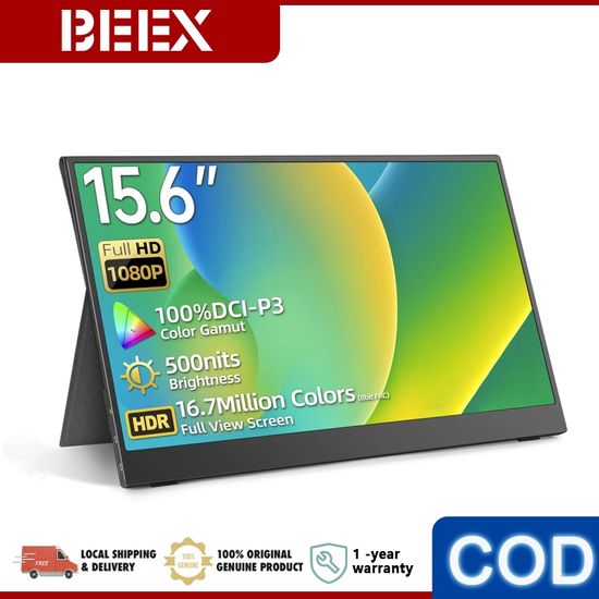 Beex 15.6 นิ้วแบบพกพา Ips Full HD 1080P Monitor พร้อมลำโพงรองรับสาย HDMI Type-C เข้ากันได้กับแล็ปท็อปรวมถึงสมาร์ทโฟน Ps4 Ps5 Xbox