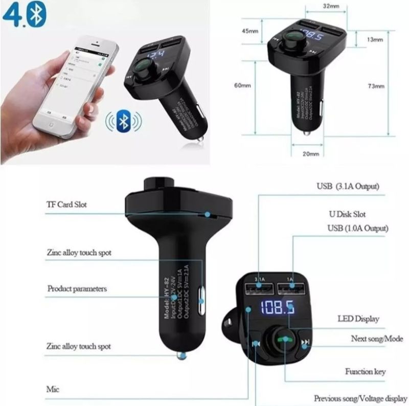 X8 Dual USB Car Charger เครื่องเล่น MP3 FM Transmitter,รุ่นX8