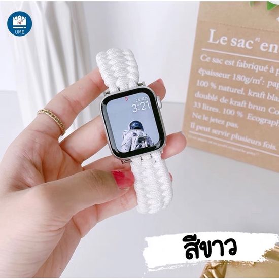 สายเชือก นาฬิกาข้อมือ ผ้า Watch 7 6 5 4 3 2 1 มาใหม่ พร้อมส่ง ใสง่าย  44 มม.45มม.41มม. 40 มม. 38 มม. 42 มม สายนาฬิกา