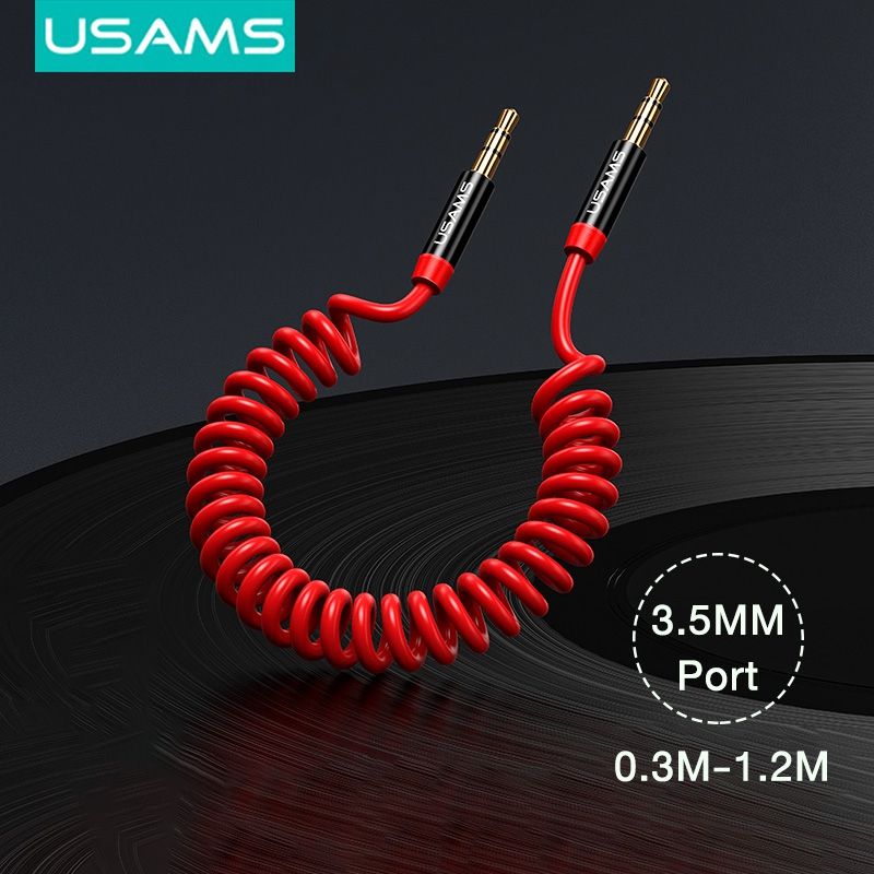 USAMS 3.5 มิลลิเมตรสายสัญญาณเสียง 3.5 แจ็คชายไปชาย Aux สายเคเบิลหูฟังรหัสสำหรับรถ for Xiaomi redmi 5 plus Oneplus LG Samsung Galaxy