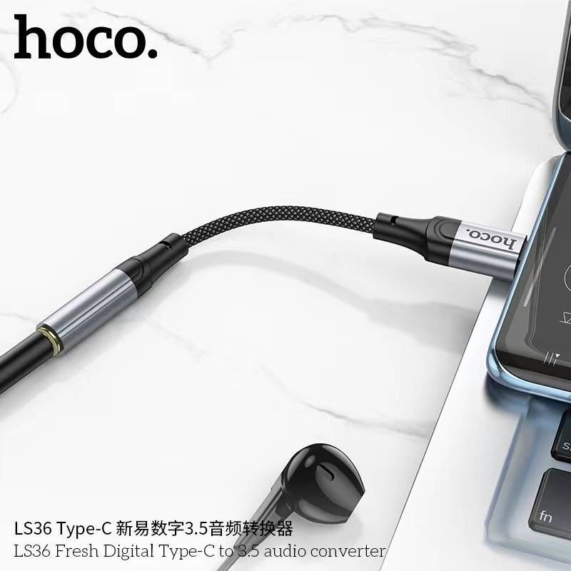 HOCO LS36 ตัวแปลงช่องหูฟัง Type-C / USB to 3.5 mm รองรับ iOS 15 / Pad ฟังเพลง + คุยโทรศัพท์ Hi-Fi Audio Converter hc5