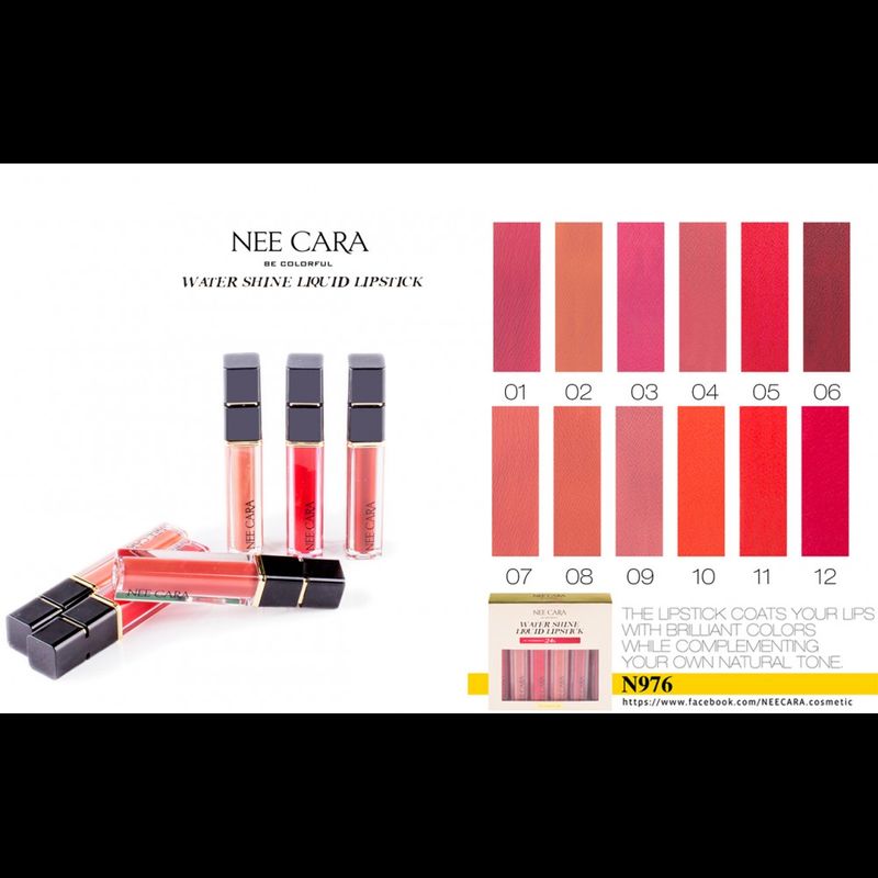 ลิปจุ่ม เนื้อแมทกันน้ำ #N976 : Nee Cara Water Shine Liquid Lipstick พร้อมส่ง ถูก ของแท้