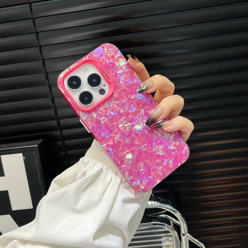 เคสโทรศัพท์มีลายเปลือกหอยสี INS เข้ากันได้กับ iPhone 15 14 13 12 11 Pro Max 14Promax 15Pro 15Plus หลุมใหญ่ฝาครอบด้านหลังกันกระแทกเคสมือถือ