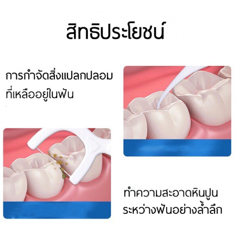 ด้ามไหมขัดฟัน ไหมขัดฟัน ไหมขัดฟันแบบนุ่มพิเศษ ไหมขัดฟันชนิดด้าม ไหมขัดฟันแบบแท่ง ใช้ขัดฟัน 50ชิ้น/กล่อง วัสดุเกรดอาหาร เขี่ยเศษอาหารตาม