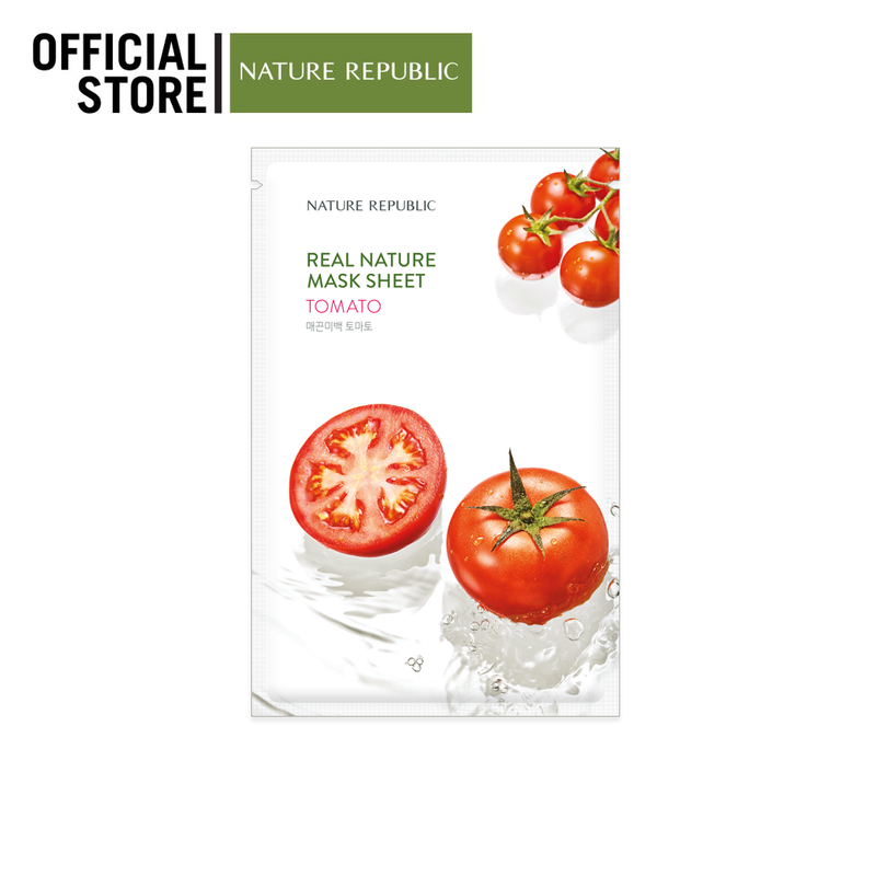 NATURE REPUBLIC REAL NATURE TOMATO MASK SHEET มาส์กหน้าบำรุงผิว สูตรมะเขือเทศ ผิวกระจ่างใส