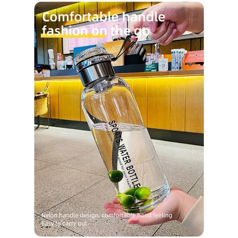 2000ML Summer Glass Water Bottle with Cup Sleeve Heat-resisting Tea Cup with Filter Large Capacity Portable for Sports Outdoor Travel