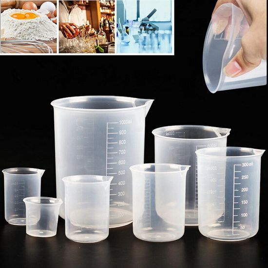 โปร่งใสถ้วยตวงพลาสติกเคมีห้องปฏิบัติการสำเร็จการศึกษาถ้วย Lab Beaker กับ Spout