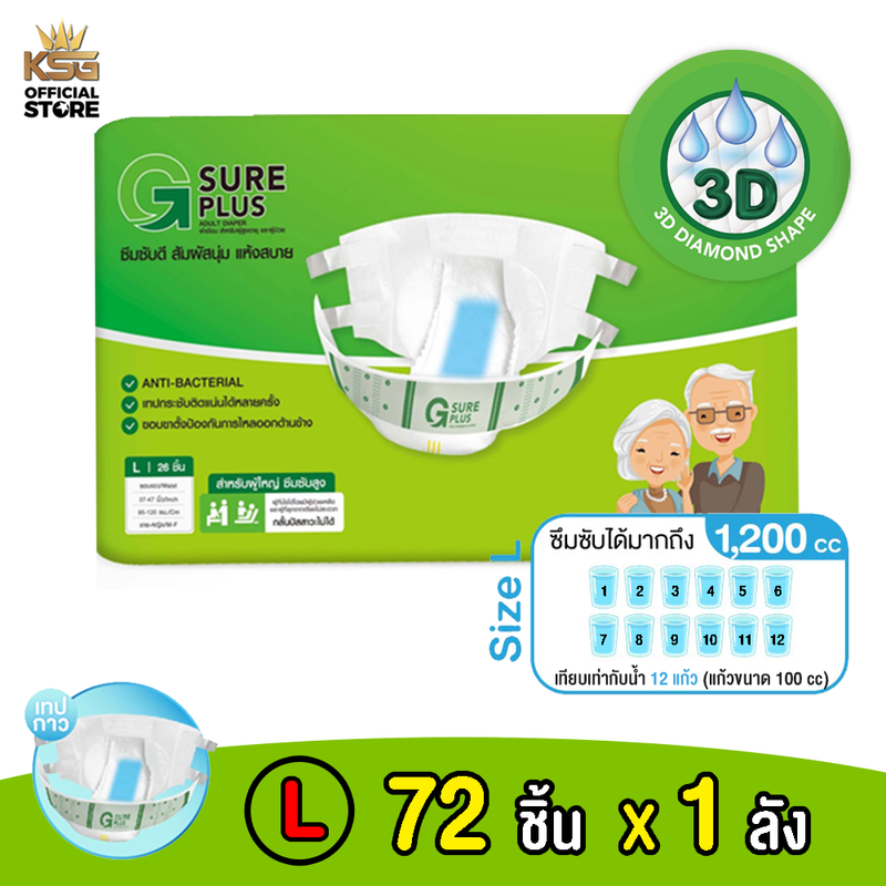 [KSG Official] ยกลัง ผ้าอ้อม ผู้ใหญ่ แบบเทปกาว ซึมซับได้มากถึง 1000 - 1200 cc. ADULT TAPE DIAPER