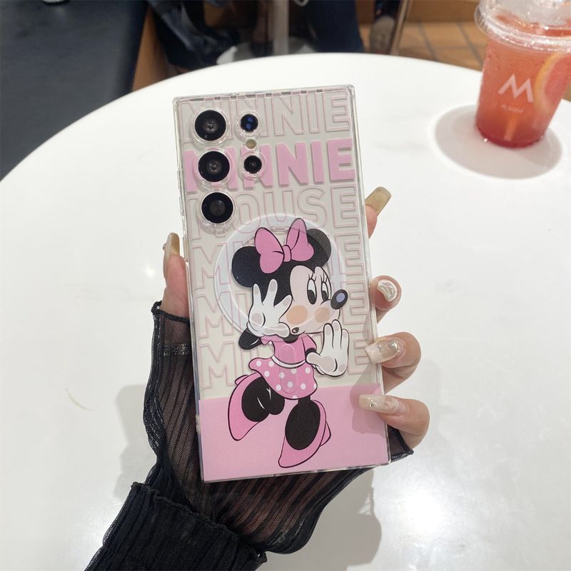 การ์ตูนน่ารัก Mickey Minnie Magnetic วงเล็บ ซองโทรศัพท์ Samsung Galaxy S24 Ultra S24 Plus S24 S23FE S23 Ultra S23 Plus S22Ultra S22Plus S21Ultra S21+ S21FE S20FE Note10Plus Note20Ultra Case เคสโทรศัพท์ใหม่ TPU ซิลิโคนอ่อนนุ่มป้องกันการตก เคสมือถือซัมซุ