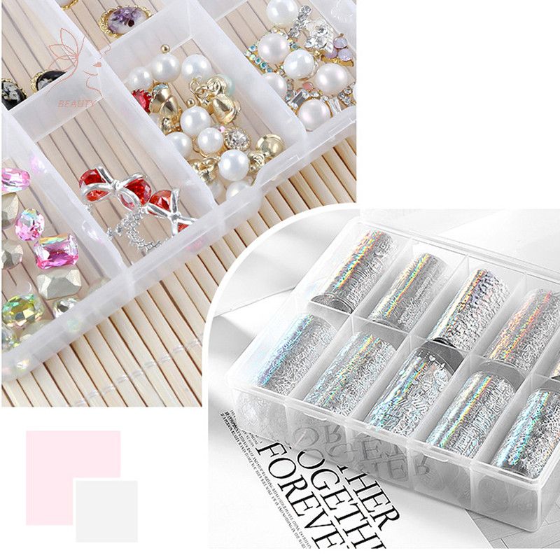 [maybeauty] กล่องเก็บเล็บ Rhinestone Gems Accessories พลาสติกใสภาชนะเปล่า {TH}