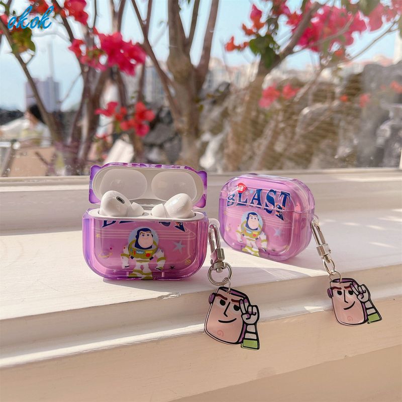 OKOK เคสแอร์พอดสีม่วงสำหรับ Airpods 1 2 3 Pro InPods I7 I12 Pro อุปกรณ์เสริมหูฟังบลูทูธไร้สายสำหรับ AirPods กล่องชาร์จหูฟังแบบมีจี้