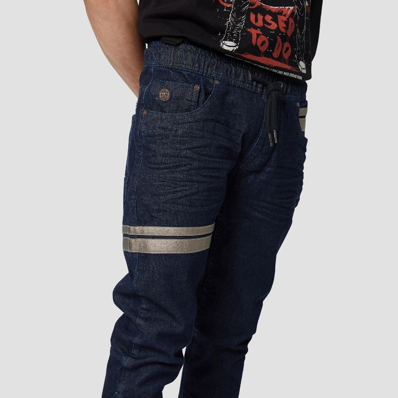 DAVIE JONES กางเกงจ็อกเกอร์ ยีนส์ เอวยางยืด Elastic Waist Denim Joggers GP0126 สีกรมเข้ม กรม