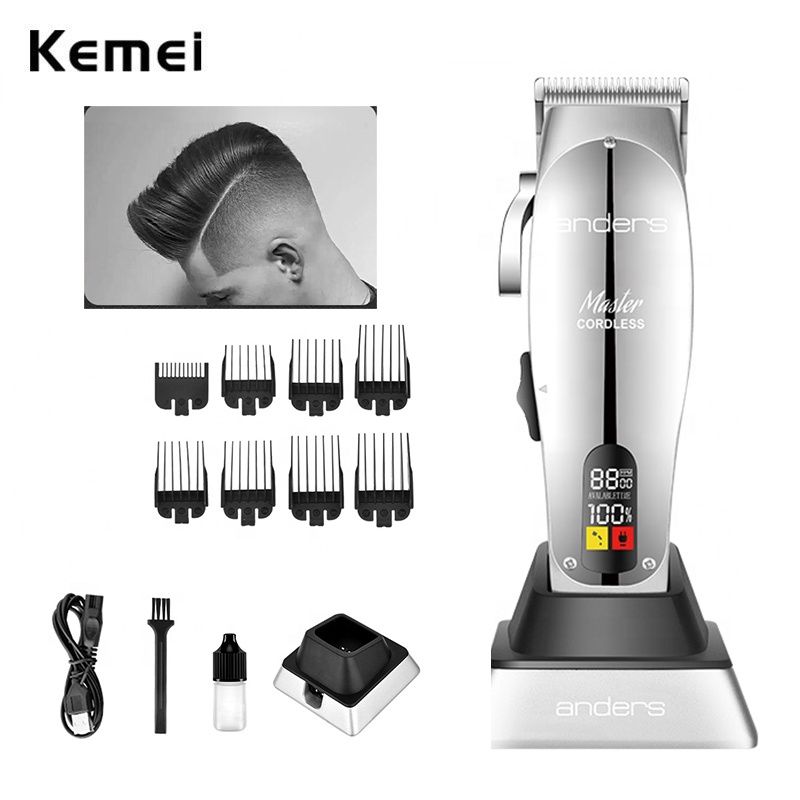 Kemei AD-12480 Anders Master Barber Shop ปัตตาเลี่ยนตัดผมไร้สาย ใบมีดปรับได้ เครื่องตัดผม (ไม่มีกล่อง)