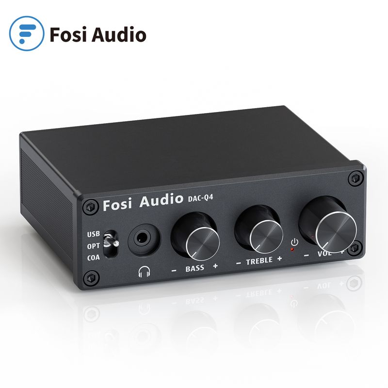 Fosi Audio Q4 Mini สเตอริโอยูเอสบี Gaming DAC & เครื่องขยายเสียงหูฟังตัวแปลงเสียงอะแดปเตอร์สำหรับ Home/เดสก์ท็อป Powered/ลำโพงกิจกรรม