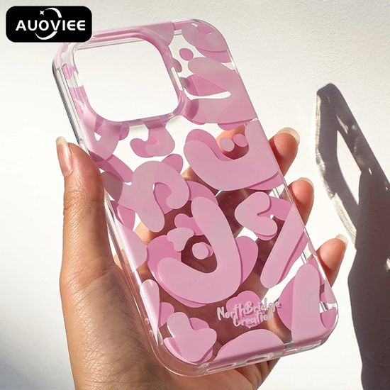 เครื่องประดับกราฟฟิตี AUOVIEE น่ารักเคสโทรศัพท์โปร่งใสซิลิโคนเคสโทรศัพท์สำหรับ iPhone 15 14 13 12 Pro ปกสูงสุด