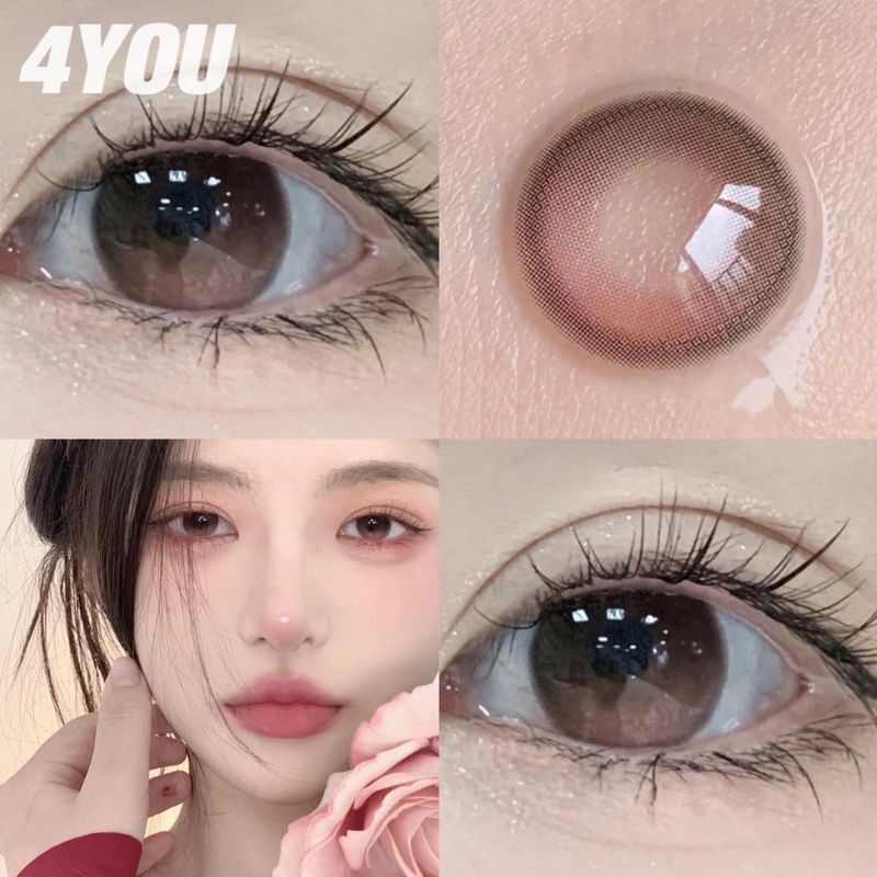 4you (COD&Free gift) คอนแทคเลนส์ สีชมพู 14.2 มม. 2 ชิ้น