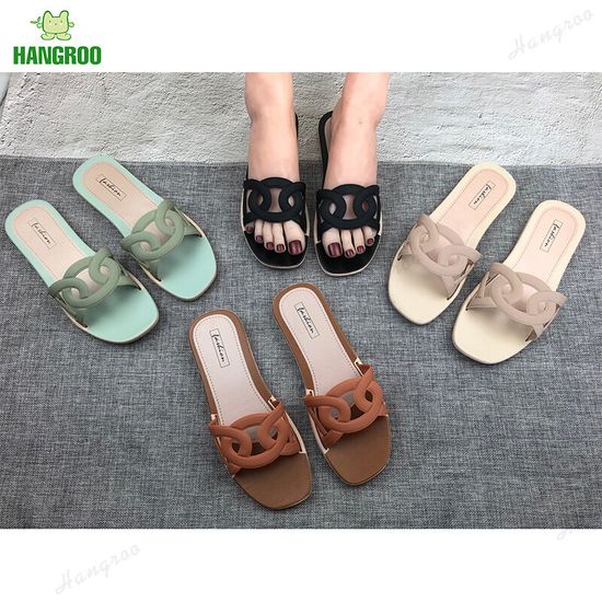 HANGROO 1176-2 รองเท้าแตะ รองเท้าแตะแบบสวม นุ่มสบายเท้า มี4สีให้เลือก รองเท้าแตะแบน