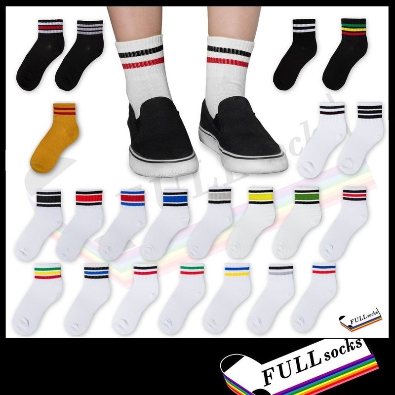 ถุงเท้าโอสคูล "ข้อกลางยาง 2-3 แถบ" 
ขนาด Free Size Old School Socks 2-3 Strips