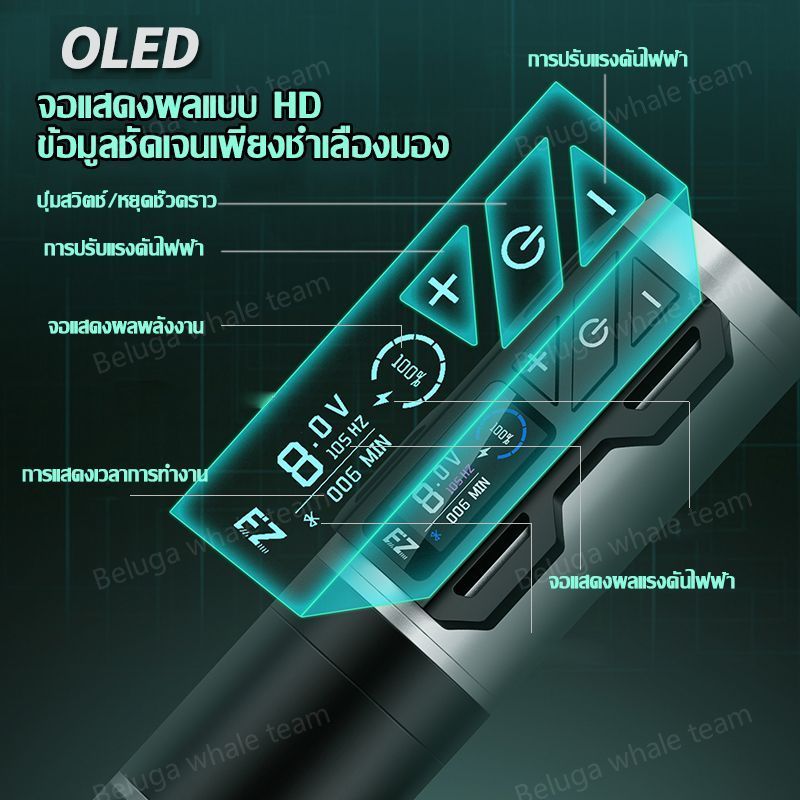 【ส่วนลดร้านค้าใหม่】เครื่องสัก สักปากกาไร้สาย ครบชุด ซื้อ1แถม73 จอแสดงผล LCD เครื่องสักสาย ถูกๆ มืออาชีพ Wireless Pentype