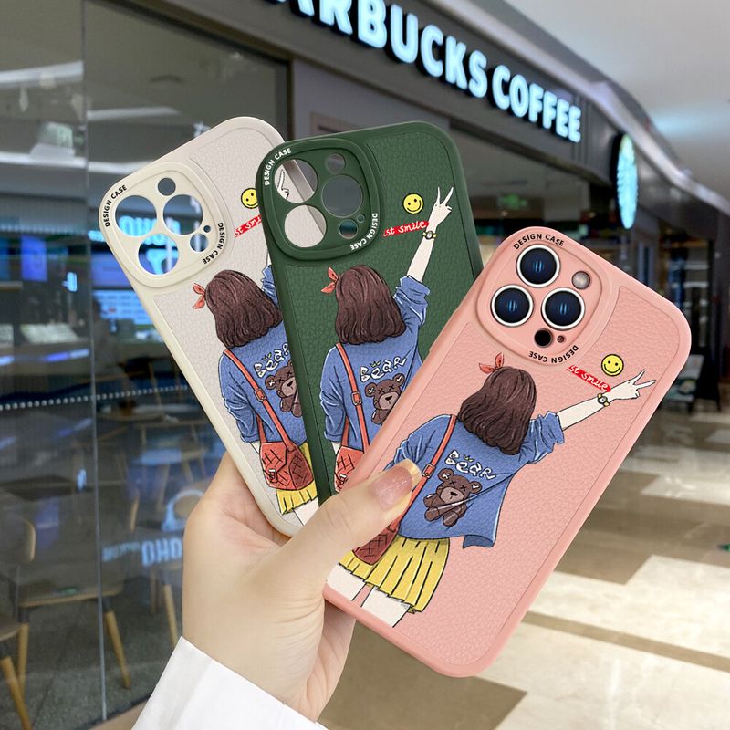 Hontinga ปลอกเคสสำหรับ Iphone 6 6S 7 8 Plus SE 2020 2022 SE3 SE 3 X Xr Xs Max เคสการ์ตูน Elegant Girl หนังนุ่มซิลิโคนเคสโทรศัพท์คลุมทั้งหมดเคสป้องกันกล้องกันกระแทกฝาหลังเคสใส่โทรศัพท์อุปกรณ์จัดแสงสำหรับเด็กผู้หญิง