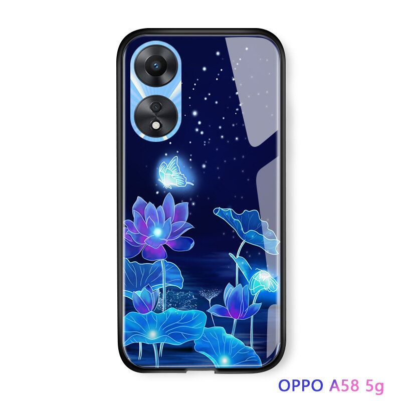 เคสโทรศัพท์ Hontinga สำหรับ OPPO A79 A78 5G 4G A58 5G A38 A18 4G ขอบนิ่มพิมพ์ลายดอกไม้ผีเสื้อไล่ระดับสีเคสแข็งเคสเคสประกบหลังแบบแข็งกระจกเทมเปอร์กันกระแทกสำหรับเด็กผู้หญิง