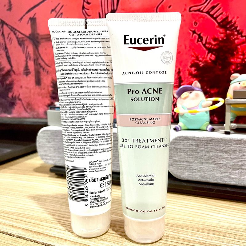 Eucerin Pro ACNE SOLUTION 3X TREATMENT GEL TO FOAM CLEANSER 150 ML ยูเซอรินโปรแอคเน่โซลูชั่นทรีเอ็กซ์ทรีตเมนต์เจลทูโฟมคลีนเซอร์150มล.