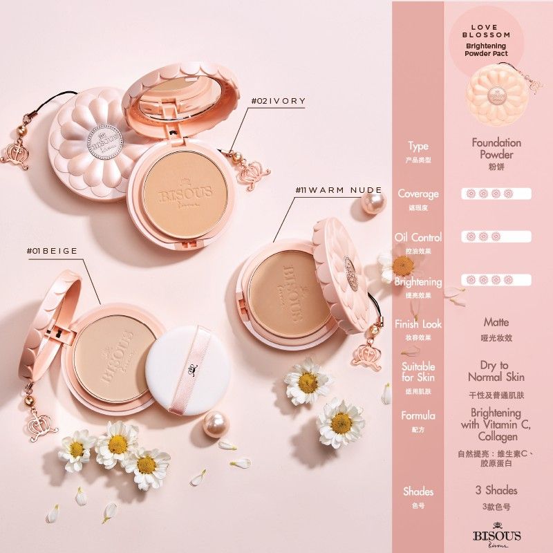 Bisous Bisous New Formula Love Blossom Brightening Powder Pact