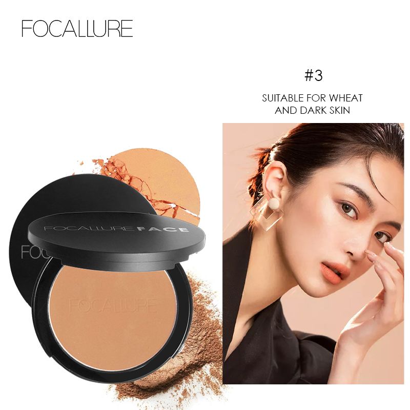 Focallure แป้งอัดแข็ง พร้อมฟองน้ำ 3 สี