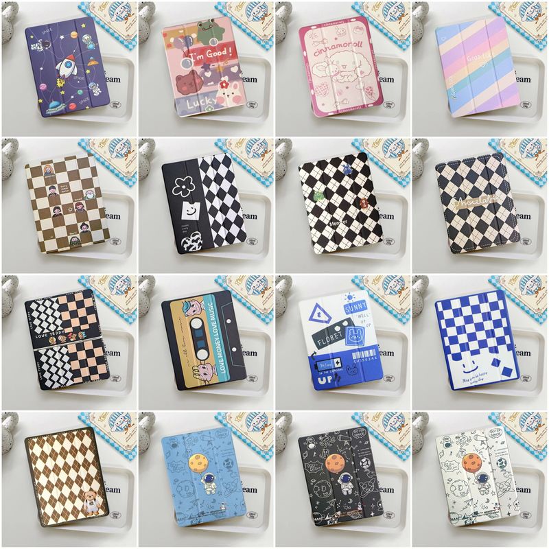 💕พร้อมส่ง💕เคสไอแพด gen9 gen8 gen7 10.2 Air4 Air5 10.9 pro11 2020/2021ipad case Air1 Air2 gen5/gen6 9.7 Air3 10.5/pro 10.5 ลวดลายการ์ตูนพร้อมช่องเสียบปากกาด้านหลังแบบใส