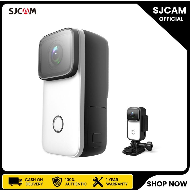 SJCAM กล้องแอคชั่นแคมเมรา C200 Wi-Fi ขนาดเล็ก4K พร้อมหน้าจอ1.28นิ้ว IPS ตัวเครื่องกันน้ำได้5เมตรกันสั่น6แกนรองรับการจำใบหน้าได้