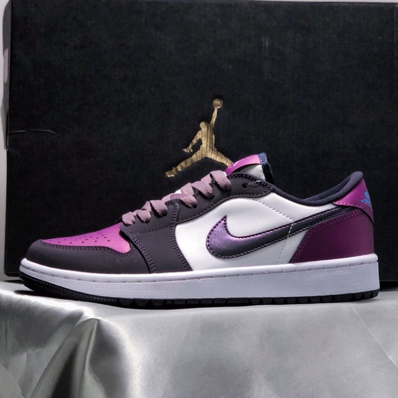 Ai Jordan 1 Low Golf "purple Smoke" Smoke white purple Ni**ke รองเท้ากีฬาลําลอง สําหรับผู้ชาย และผู้หญิง