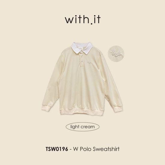 🔥ลด 𝟲𝟬.- พิมพ์ 𝗧𝗠𝗘𝗝𝟳𝟳🔥with.it.store- TSW0196 W polo sweatshirt เสื้อสเวตเชิ้ตโปโลแขนยาวปักดับบลิวดับบลิว