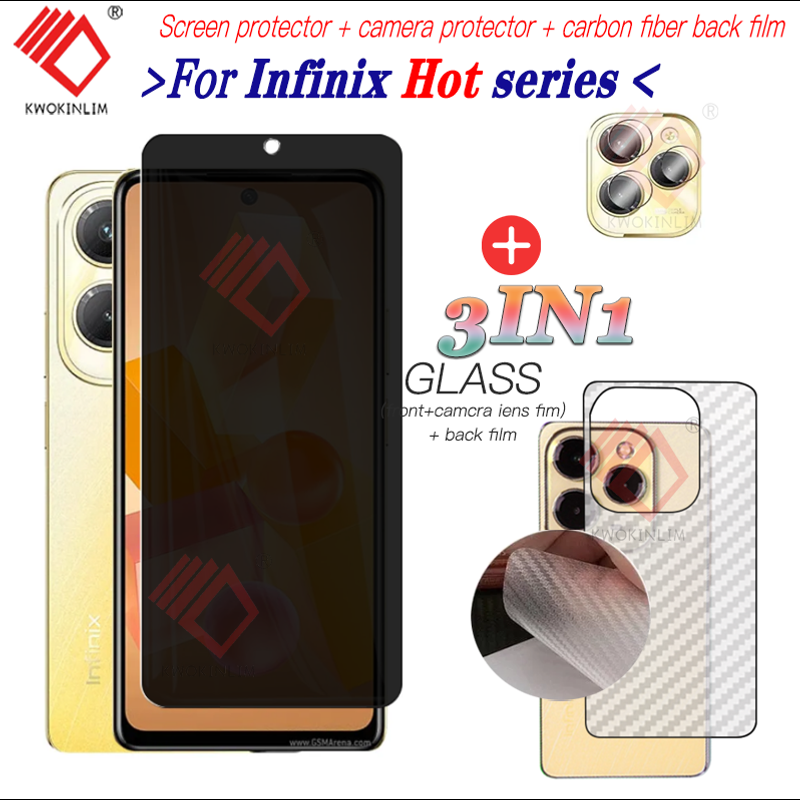 (3 in 1)For For infinix Hot 40 40i 40Pro /Hot 30i/Hot 30/Hot 30 Play ฟิล์มกระจกนิรภัย Tempered Glass ฟิล์มกระจกกันรอยกล้องหลัง+เลนส์กล้องถ่ายรูปฟิล์ม+ฟิล์มหลัง