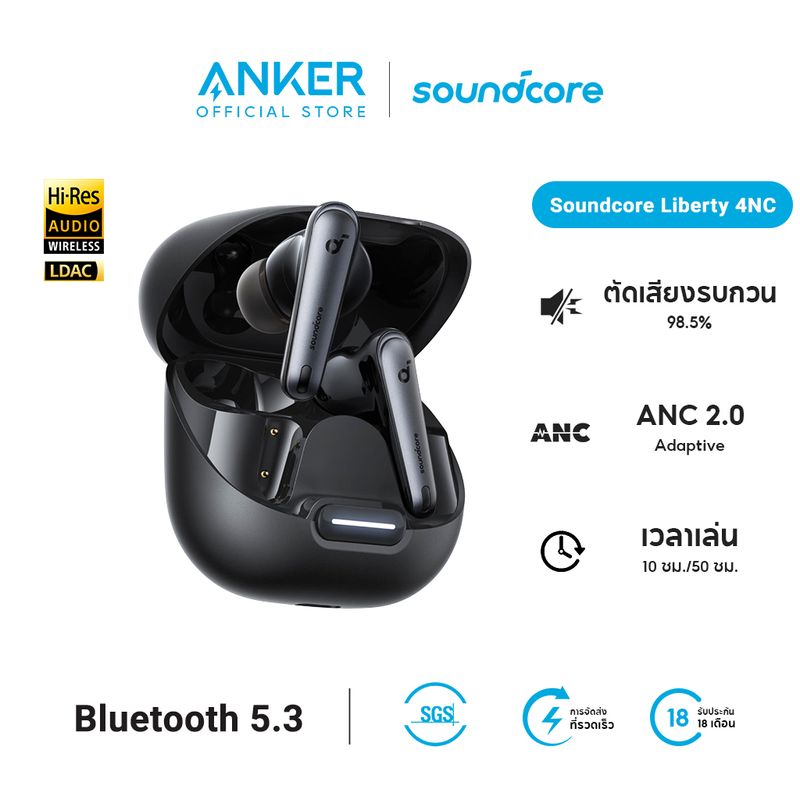 Soundcore by Anker Liberty 4 NC หูฟังบลูทูธไร้สาย 5.3 ลดเสียงรบกวน All-New True-Wireless Earbuds Reduce Noise 98.5% A3947