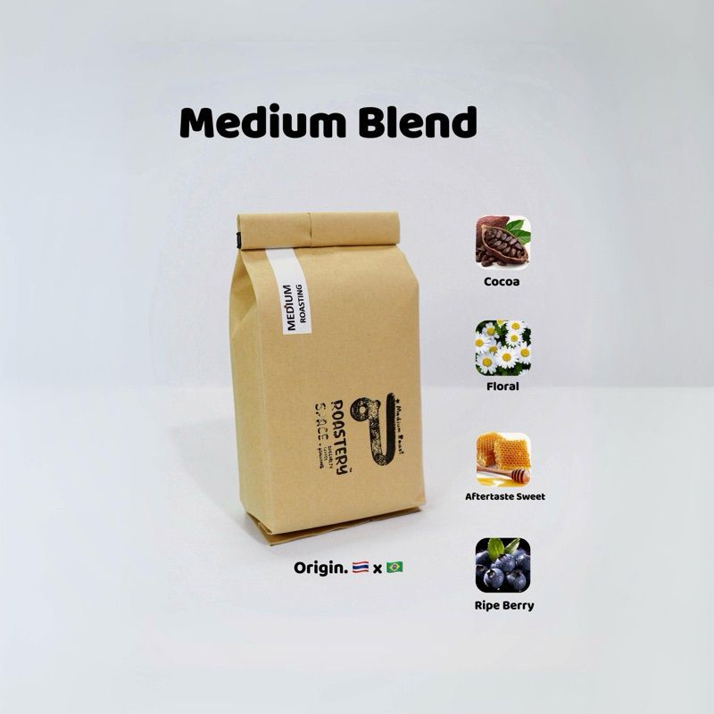 ข Medium คั่วกลาง, เมล็ดกาแฟคั่วพิเศษ อาราบิก้า, Specialty Coffee Medium Roast Arabica (250g)